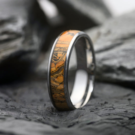 Tungsten Ring for Men Whiskey Wood and Cork Wedding Band for him | Jameson