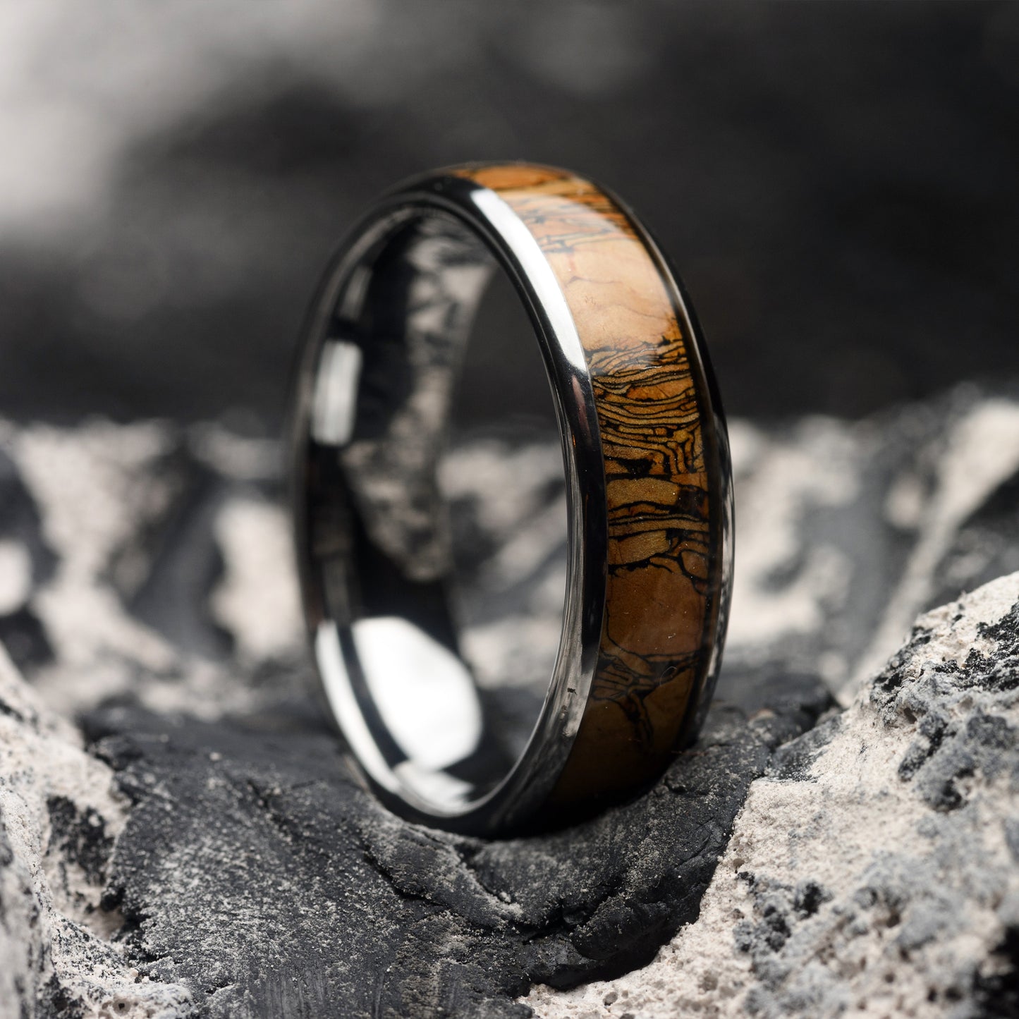 Tungsten Ring for Men Whiskey Wood and Cork Wedding Band for him | Jameson